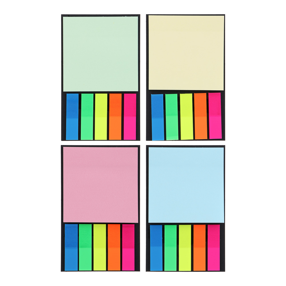 Набор (листочки самоклеющиеся и закладки), бумага, полиэтилен, 13х8см, 4 цвета, арт.№ 526-422