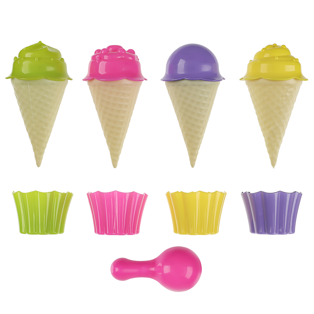 Набор формочек "Мороженое", ИГРОЛЕНД, 13 предметов, пластик, игрушка для детей 3+, арт.№ 430-001