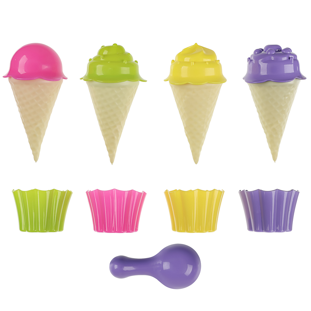 Набор формочек "Мороженое", ИГРОЛЕНД, 13 предметов, пластик, игрушка для детей 3+, арт.№ 430-001