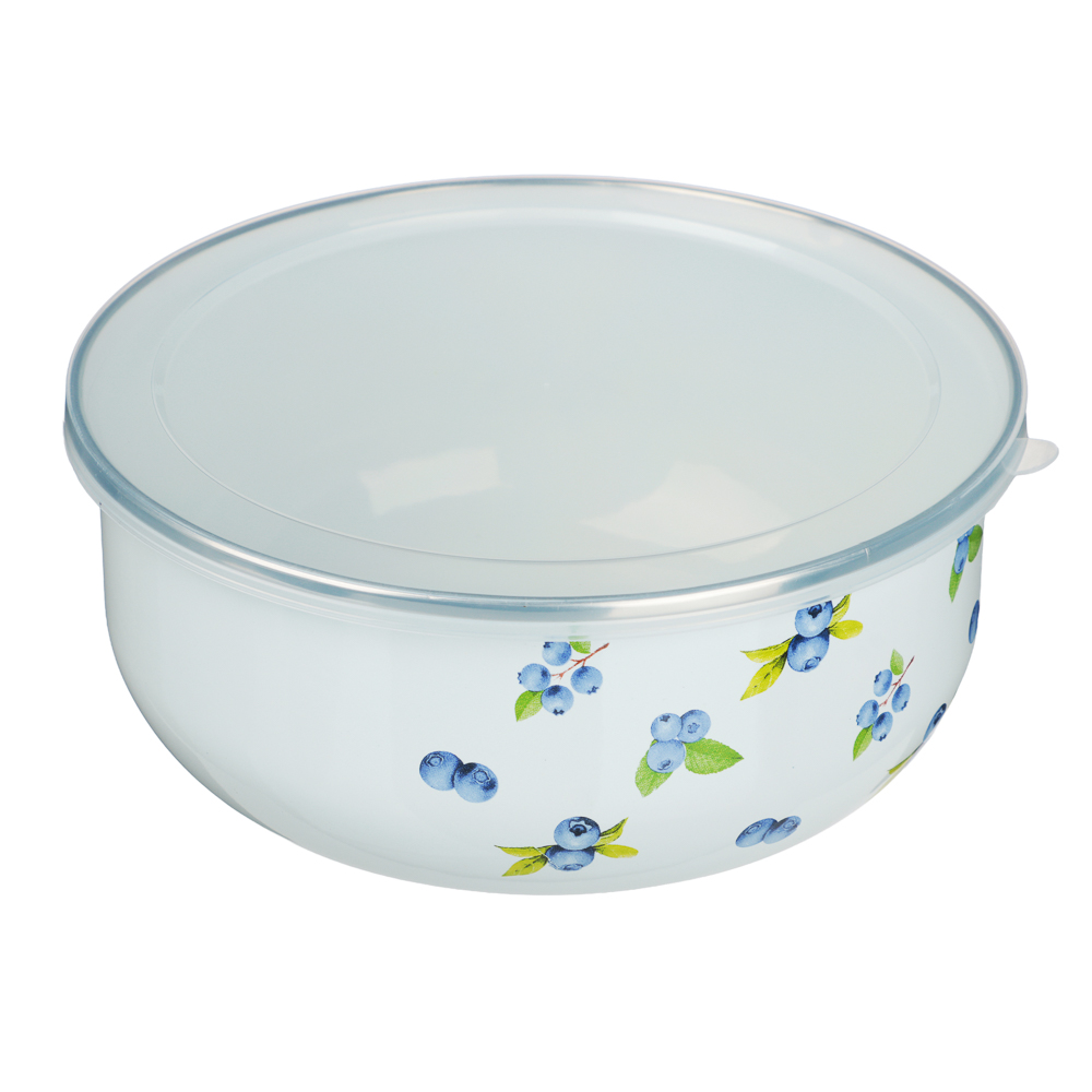 Набор эмалированных салатников с крышками, 6пр. (14/16/18см, 0,7/1,1/1,4л) "Голубика", арт.№ 894-532