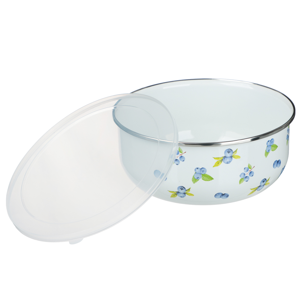 Набор эмалированных салатников с крышками, 6пр. (14/16/18см, 0,7/1,1/1,4л) "Голубика", арт.№ 894-532