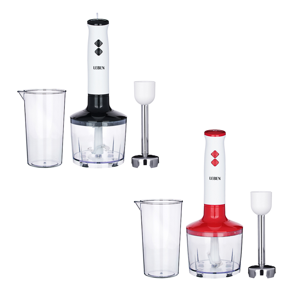 LEBEN Блендер погружной 200Вт, чоппер 400 мл, мерный стакан 1000 мл, 2 скорости, нерж.сталь, арт.№ 269-003