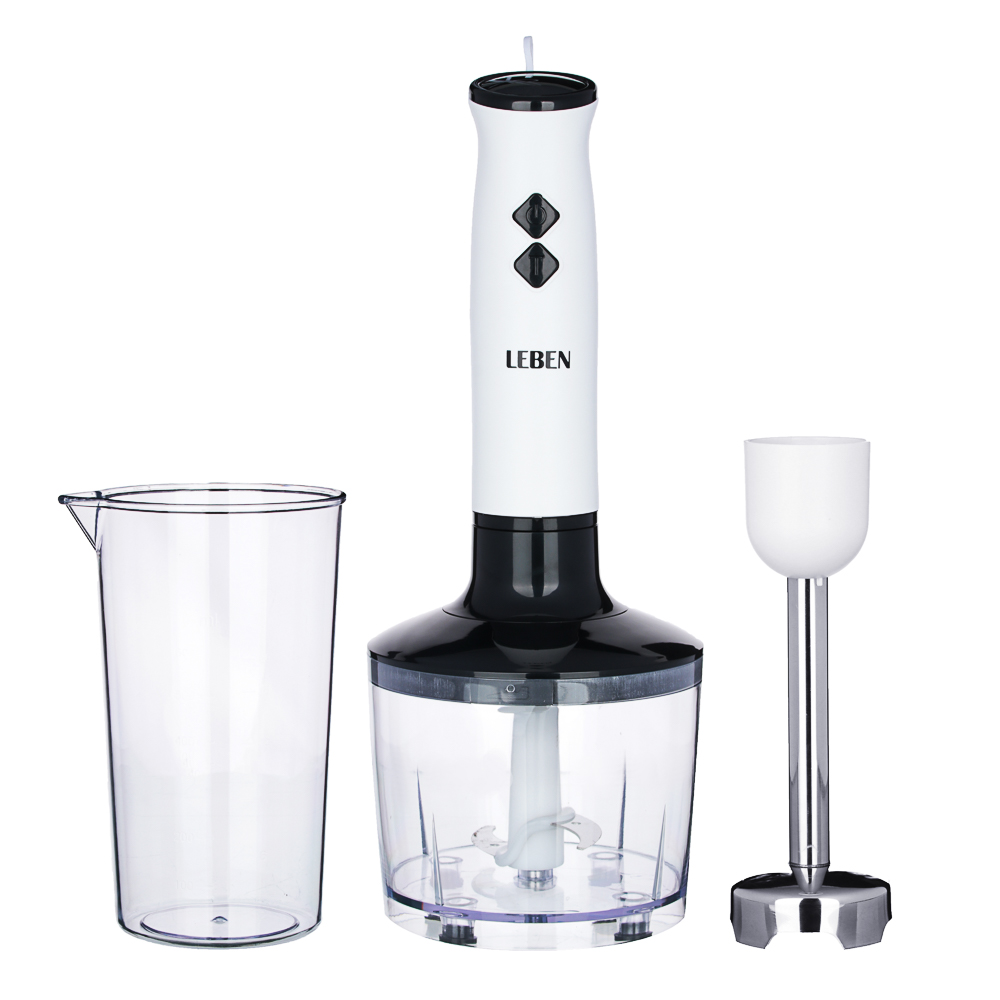 LEBEN Блендер погружной 200Вт, чоппер 400 мл, мерный стакан 1000 мл, 2 скорости, нерж.сталь, арт.№ 269-003