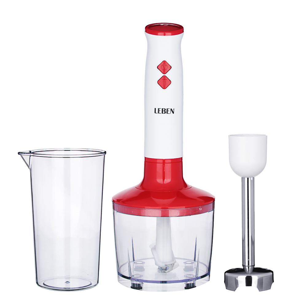 LEBEN Блендер погружной 200Вт, чоппер 400 мл, мерный стакан 1000 мл, 2 скорости, нерж.сталь, арт.№ 269-003