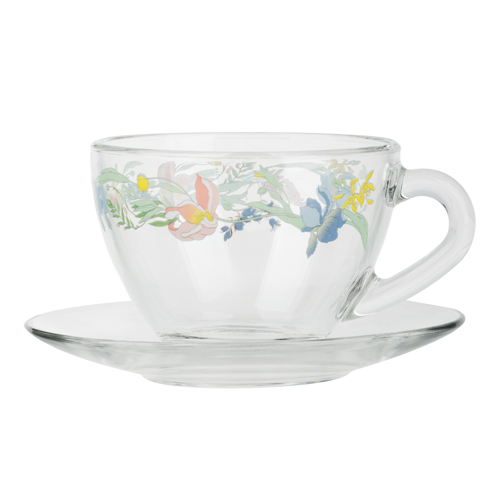 ОСЗ Ботаника Чайная пара Прага (чашка 0,2л, блюдце D-13,2см), стекло, арт.№ 877-815