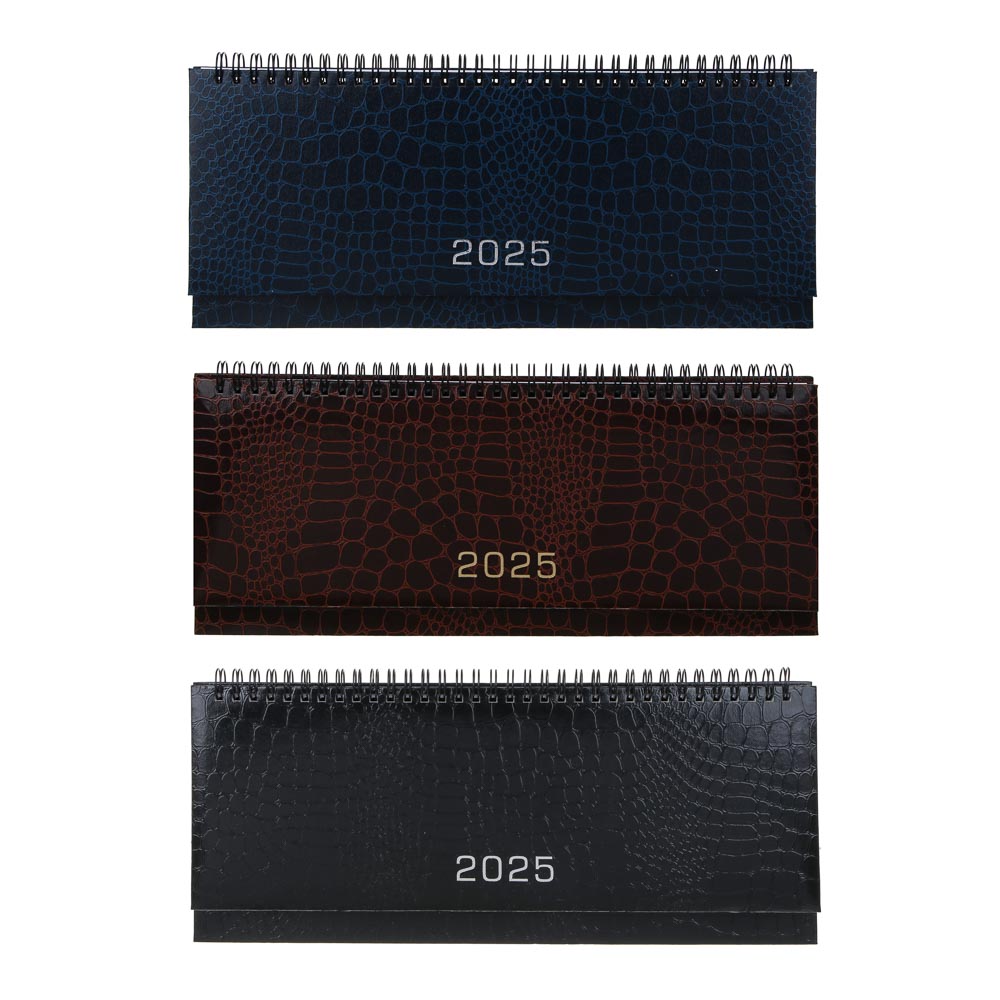 Планинг настольный 128 страниц на 2025 год "РЕПТИЛ", 31x14,5 см, твердая обложка, бумвинил под рептилию, 3 цвета, арт.№ 572-224