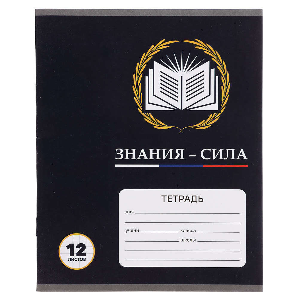 Тетрадь школьная 12л. в клетку, обл.офсет 115 г/м2, "Карбон/Базис", скрепка, арт.№ 524-324