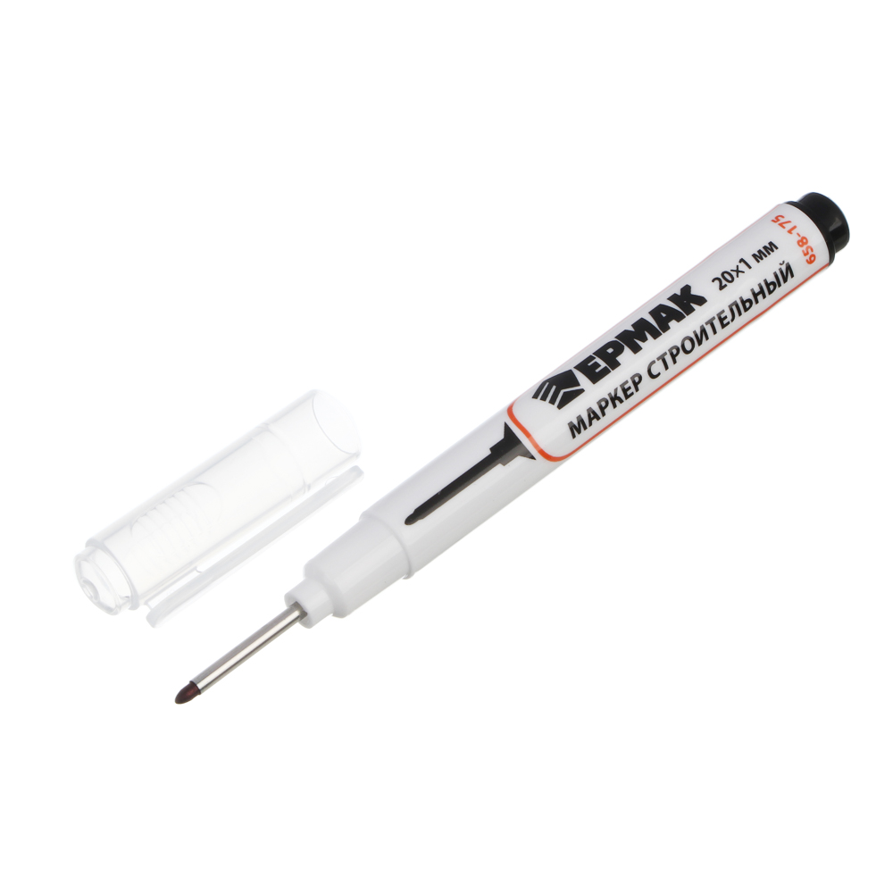 Набор строительных маркеров ЕРМАК (черный, зеленый, синий, белый, красный), стержень 20мм, d1мм, арт.№ 658-175