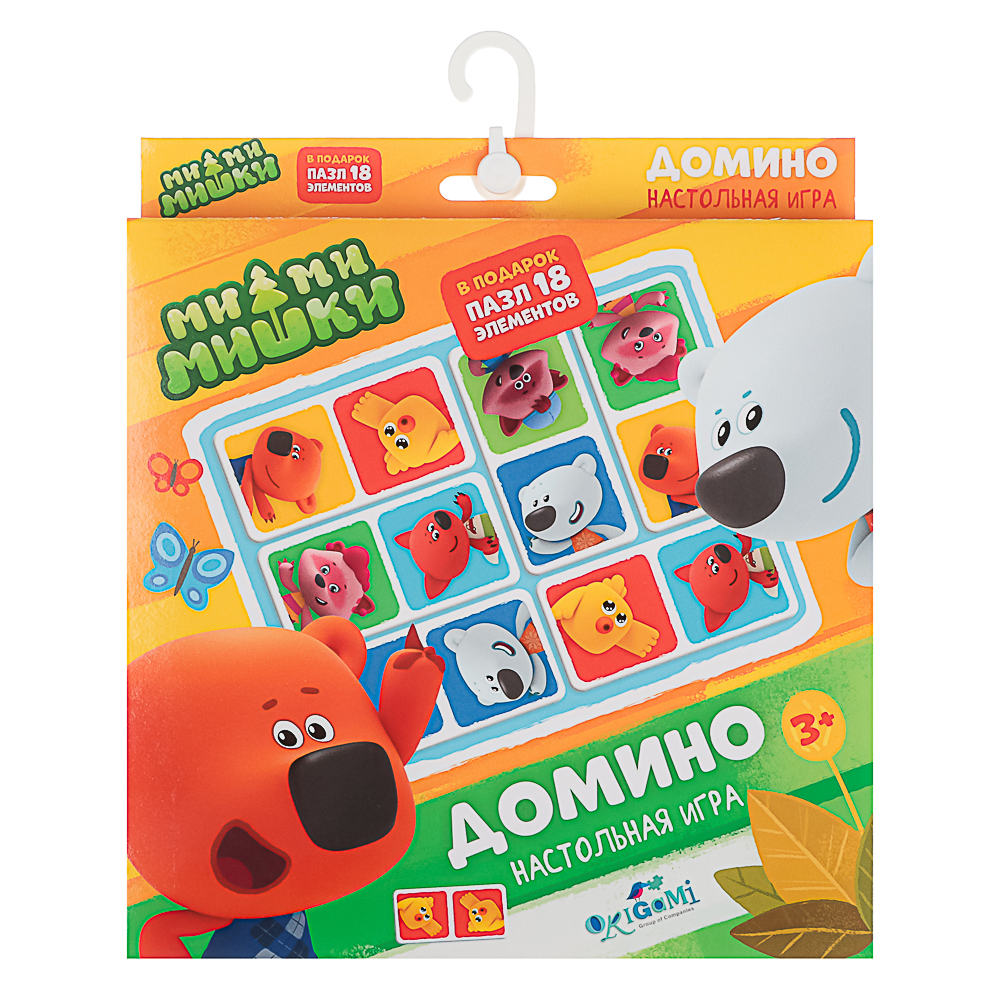 МиМиМишки Настольная игра Домино+пазл,18 элементов, 23x1,5x20,5 см, арт.№ 285-273