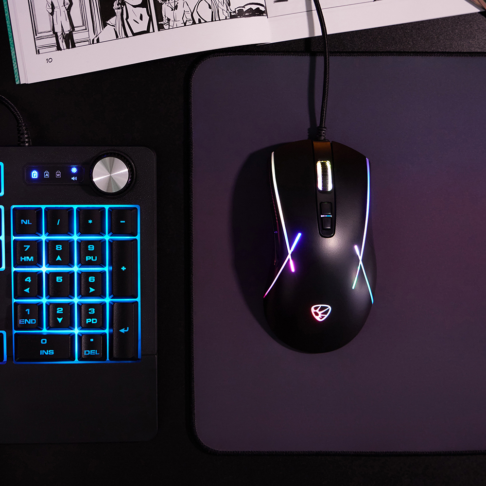 BY Игровая мышь проводная Rifle 7000dpi,7D,A725F,RGB,220см, арт.№ 405-051