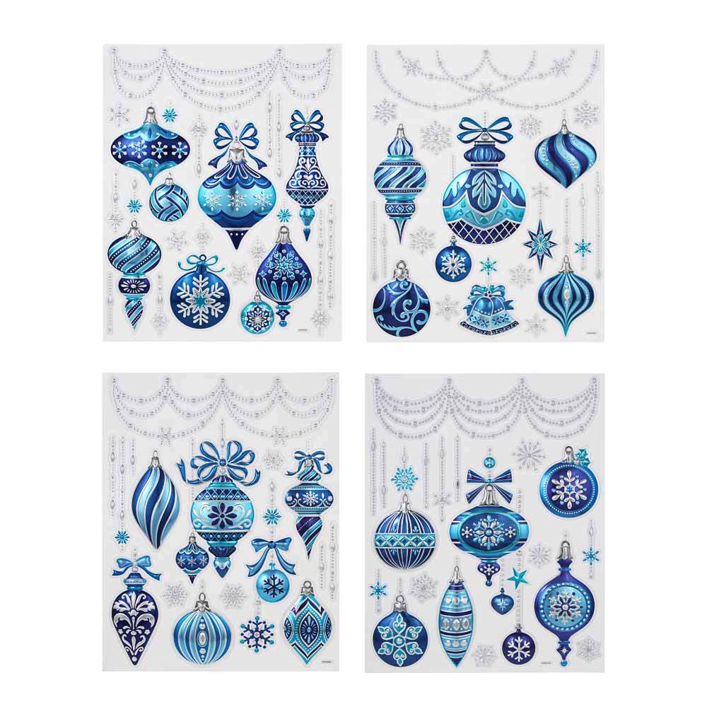 СНОУ БУМ Наклейка ПВХ "Украшения" 3D 30х38см, голографическая фольга, 4 дизайна, арт.№ 336-420