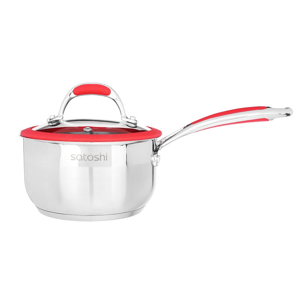 SATOSHI Венрай Ковш 16х9см 1,6л, со стекл. крышкой, индукция, нерж. сталь, арт.№ 822-158