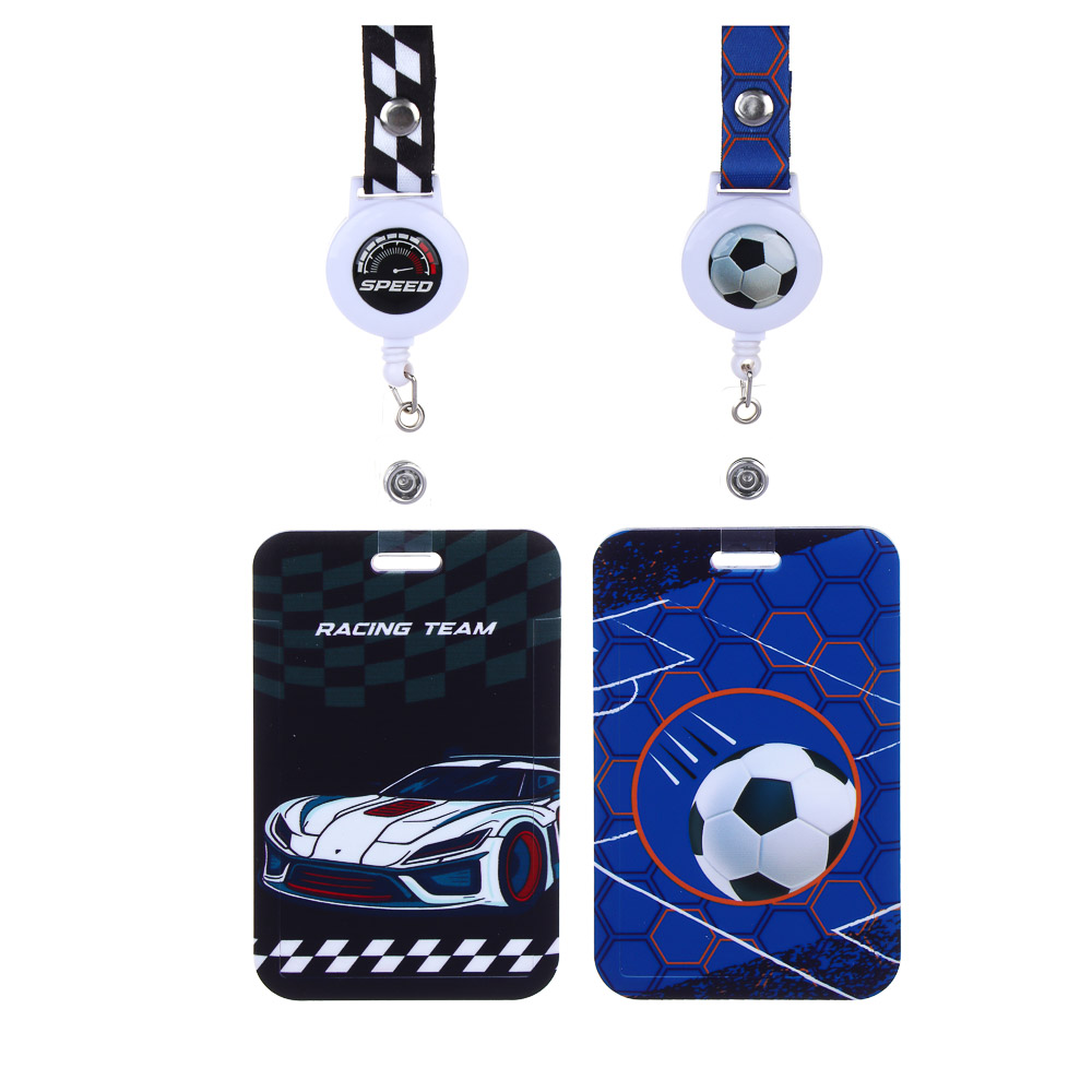 Чехол для карты, бейджа, пропуска, "Рэйсинг Тим/Футбол", 11x7см, шнурок с карабином, ABS, арт.№ 524-281