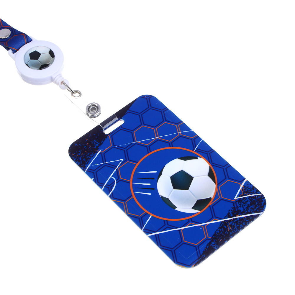 Чехол для карты, бейджа, пропуска, "Рэйсинг Тим/Футбол", 11x7см, шнурок с карабином, ABS, арт.№ 524-281