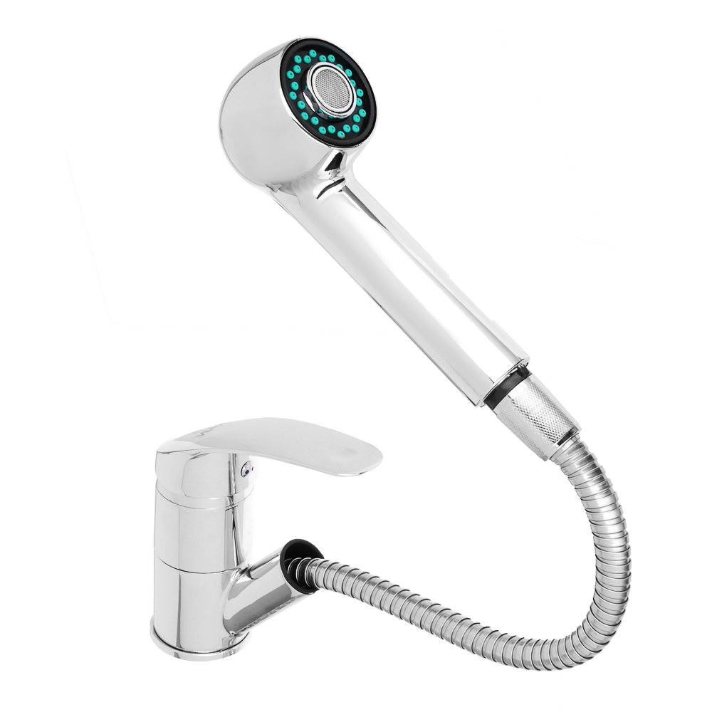 RAIN Смеситель для кухни Вега, выдвижной излив, картридж 40мм, гайка, латунь, хром, арт.№ 561-281