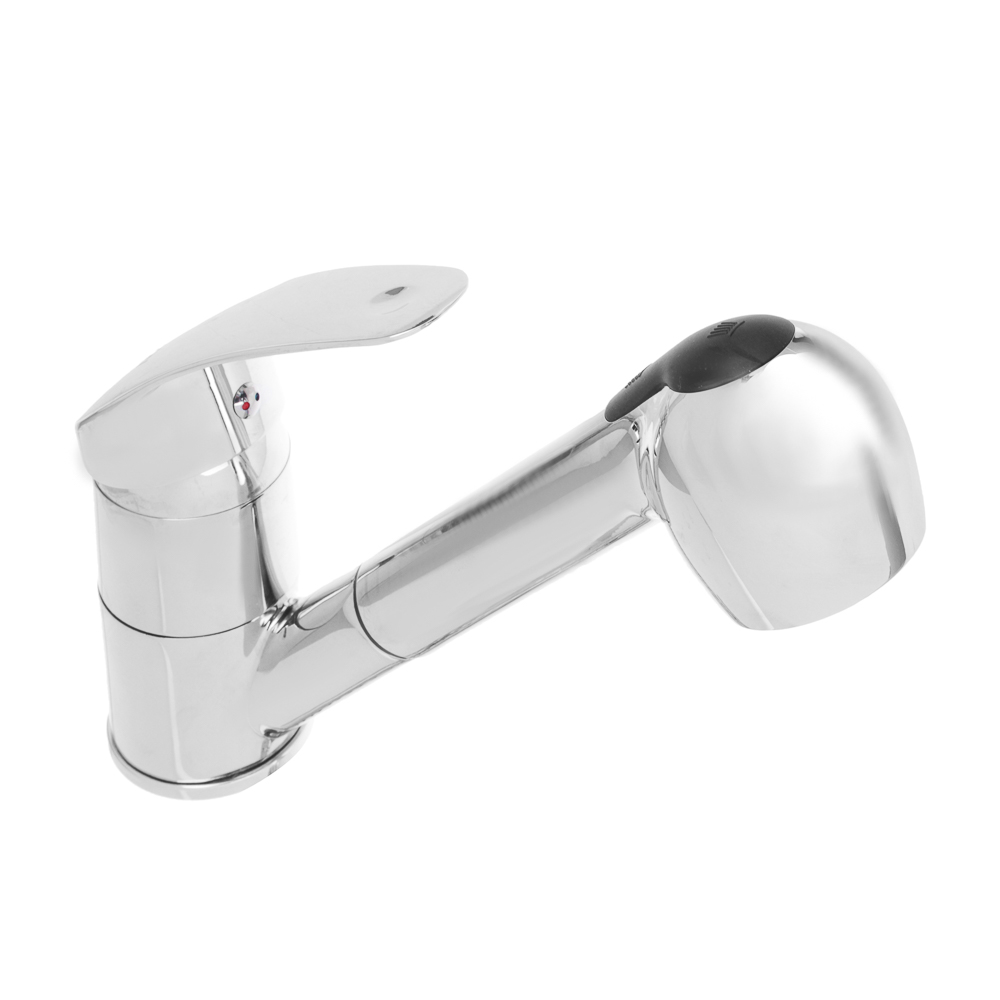 RAIN Смеситель для кухни Вега, выдвижной излив, картридж 40мм, гайка, латунь, хром, арт.№ 561-281