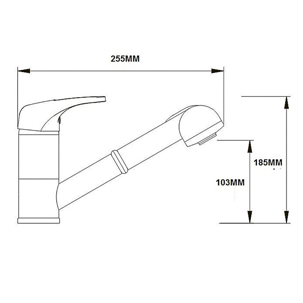 RAIN Смеситель для кухни Вега, выдвижной излив, картридж 40мм, гайка, латунь, хром, арт.№ 561-281