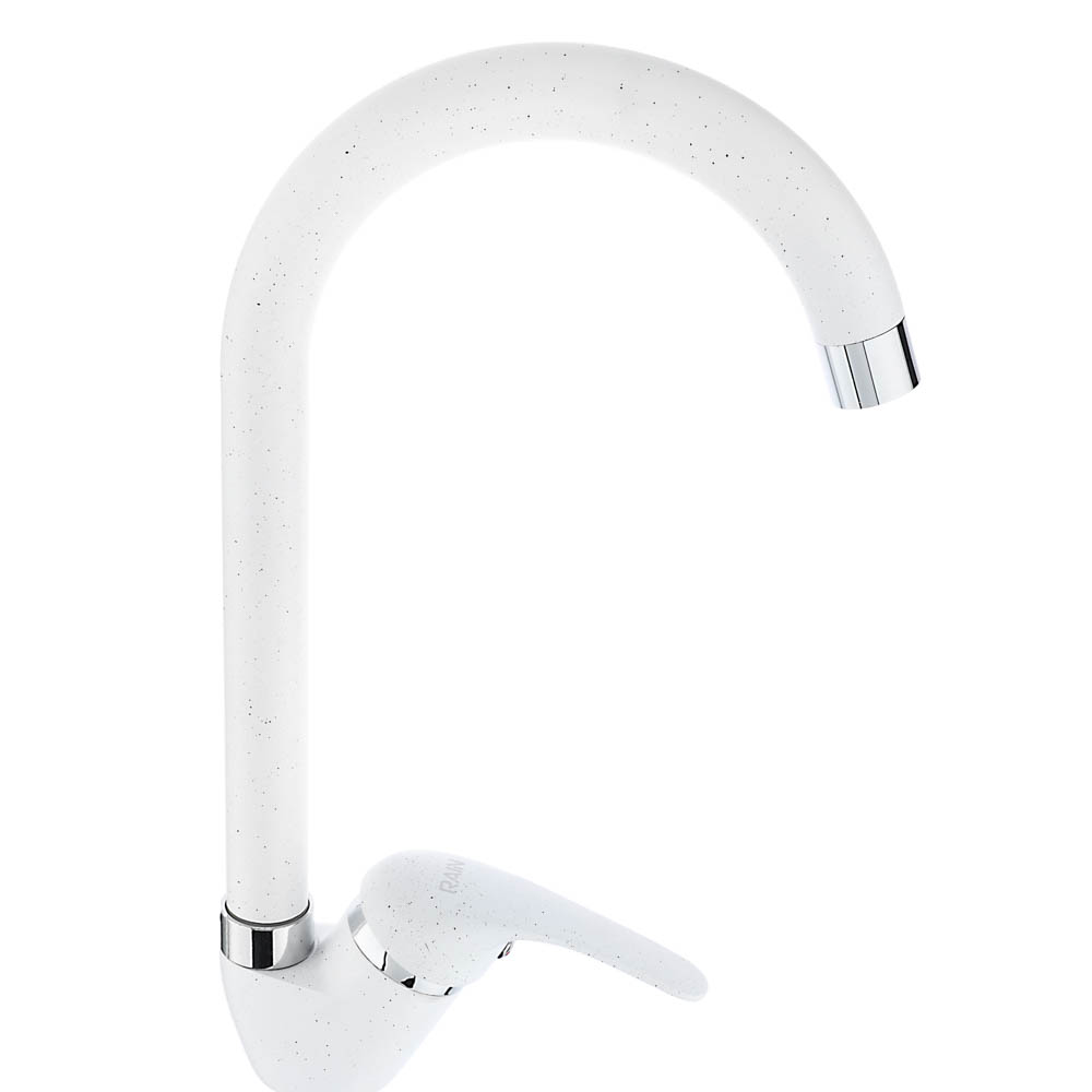 RAIN Смеситель для кухни Веста, высокий излив, картридж 35мм, латунь, под гранит, белый, арт.№ 561-282