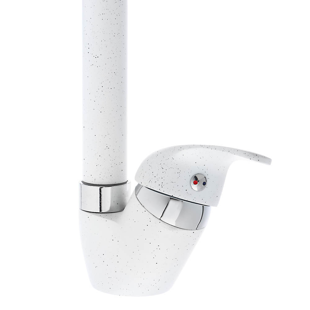 RAIN Смеситель для кухни Веста, высокий излив, картридж 35мм, латунь, под гранит, белый, арт.№ 561-282