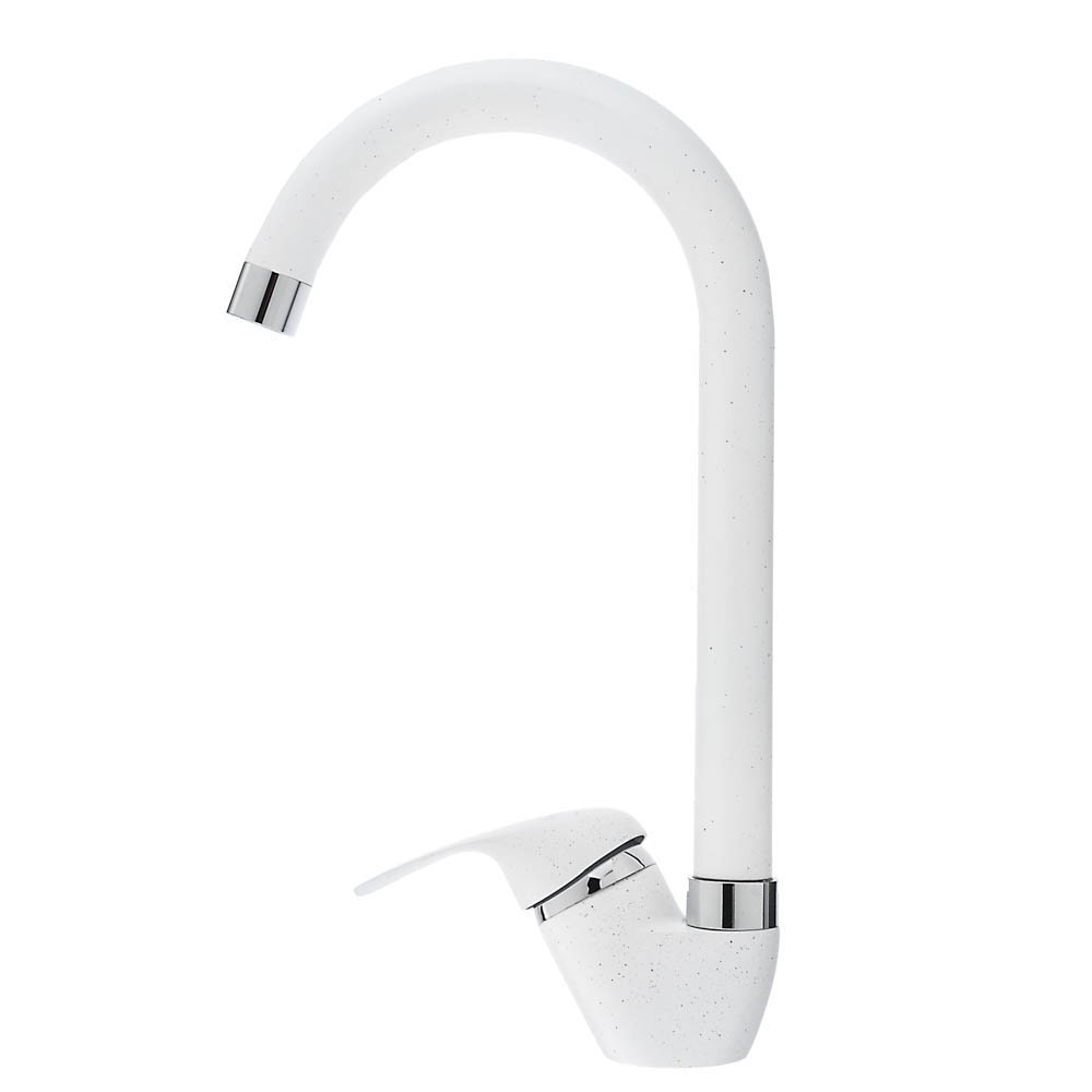 RAIN Смеситель для кухни Веста, высокий излив, картридж 35мм, латунь, под гранит, белый, арт.№ 561-282