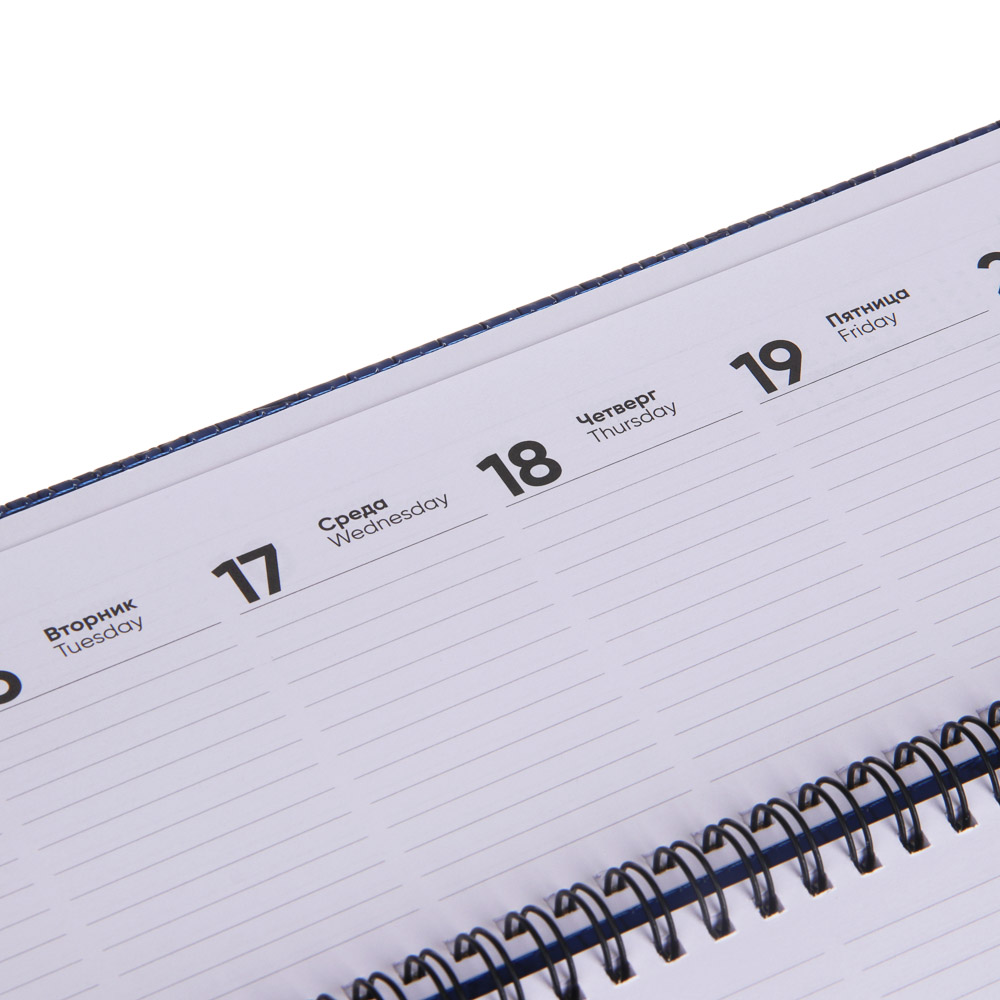 Планинг настол.на 2024 "КРОКО", 31x14,5см, 128 стр., тв.обл., иск.кожа под крокодила, спираль, синий, арт.№ 572-136