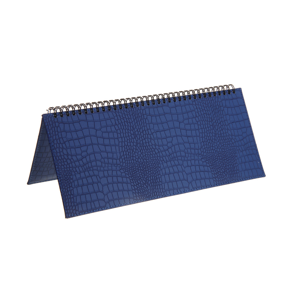Планинг настол.на 2024 "КРОКО", 31x14,5см, 128 стр., тв.обл., иск.кожа под крокодила, спираль, синий, арт.№ 572-136