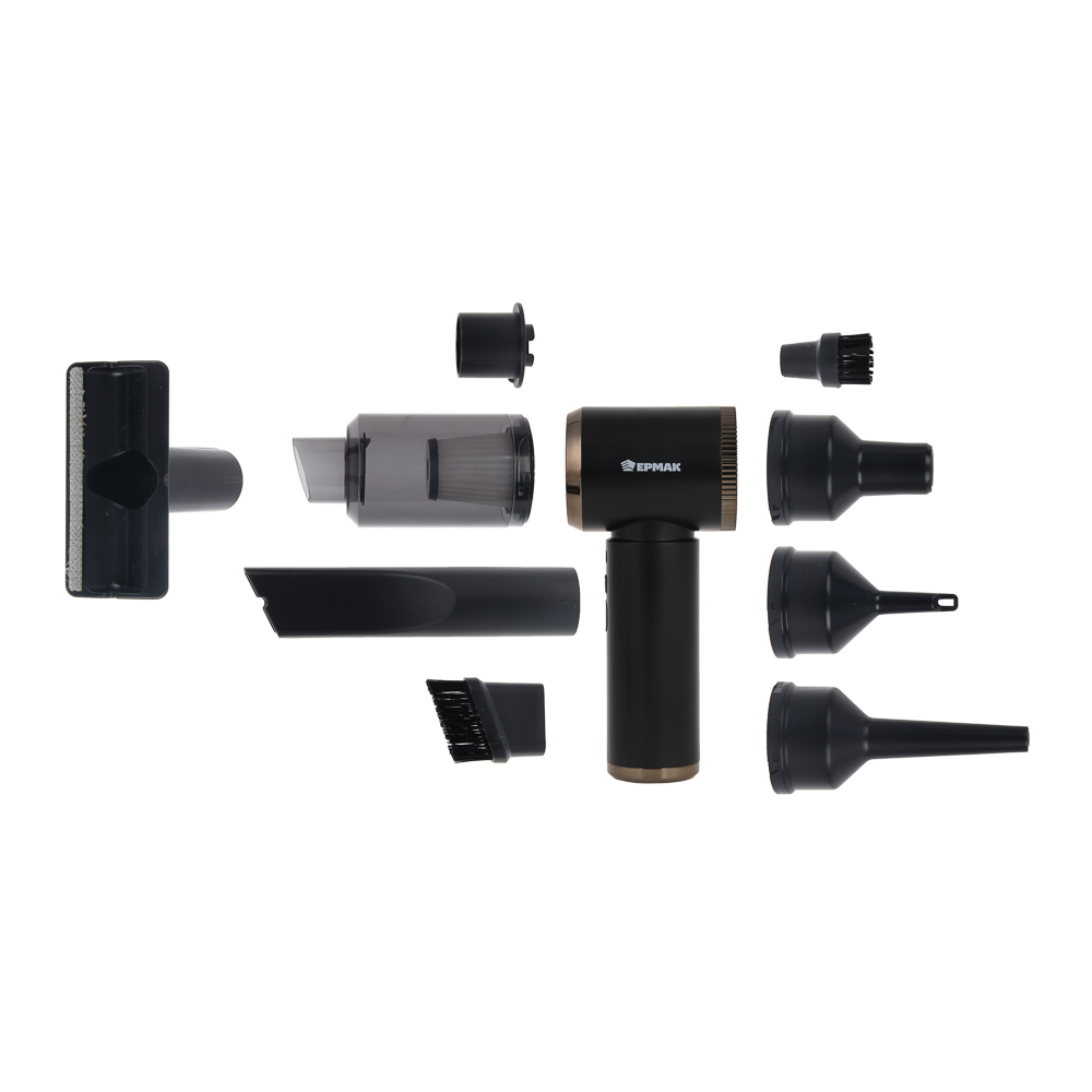 ЕРМАК Пылесос автомобильный, 8 насадок, 2 режима работы, 6000Па, зарядка от USB, арт.№ 784-016