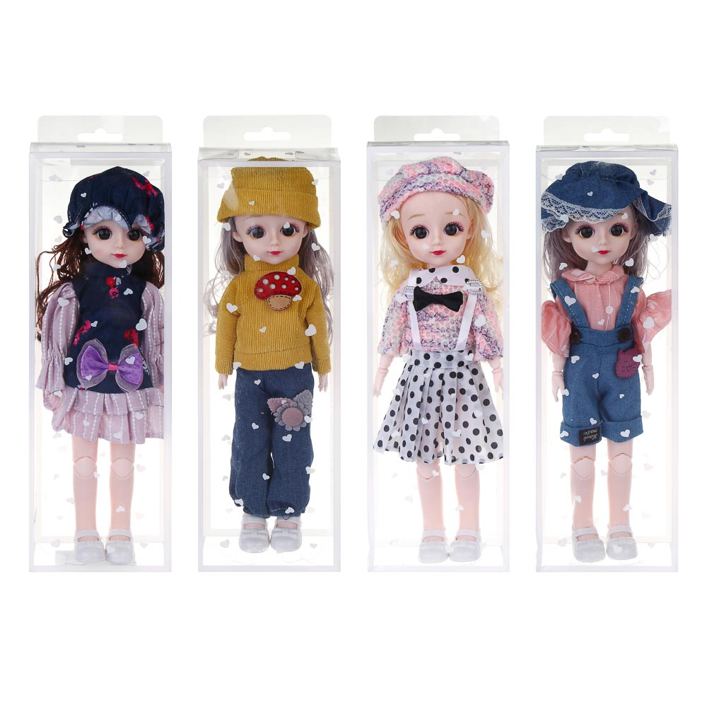 ИГРОЛЕНД Кукла шарнирная, 30 см, в ПВХ боксе, PVC, PP, 6,5х10х30 см,  4 дизайна, арт.№ 436-154