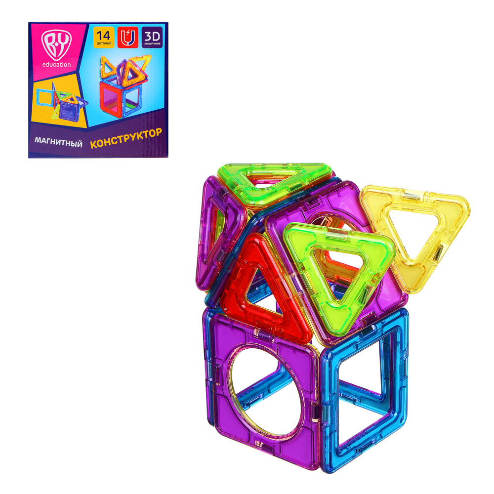 BY Education Конструктор магнитный "Мои первые магниты", 14 деталей, PS ,ABS, 16,5х14,5х6,5см, арт.№ 859-065