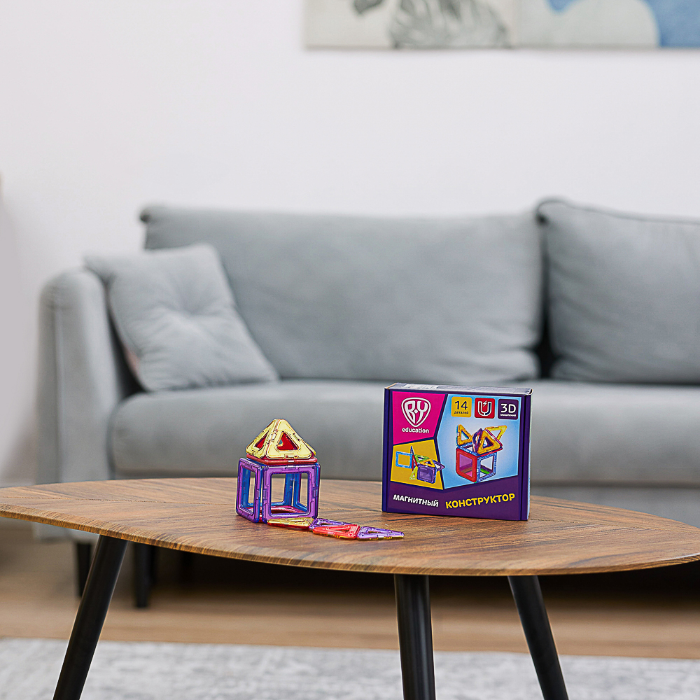 BY Education Конструктор магнитный "Мои первые магниты", 14 деталей, PS ,ABS, 16,5х14,5х6,5см, арт.№ 859-065