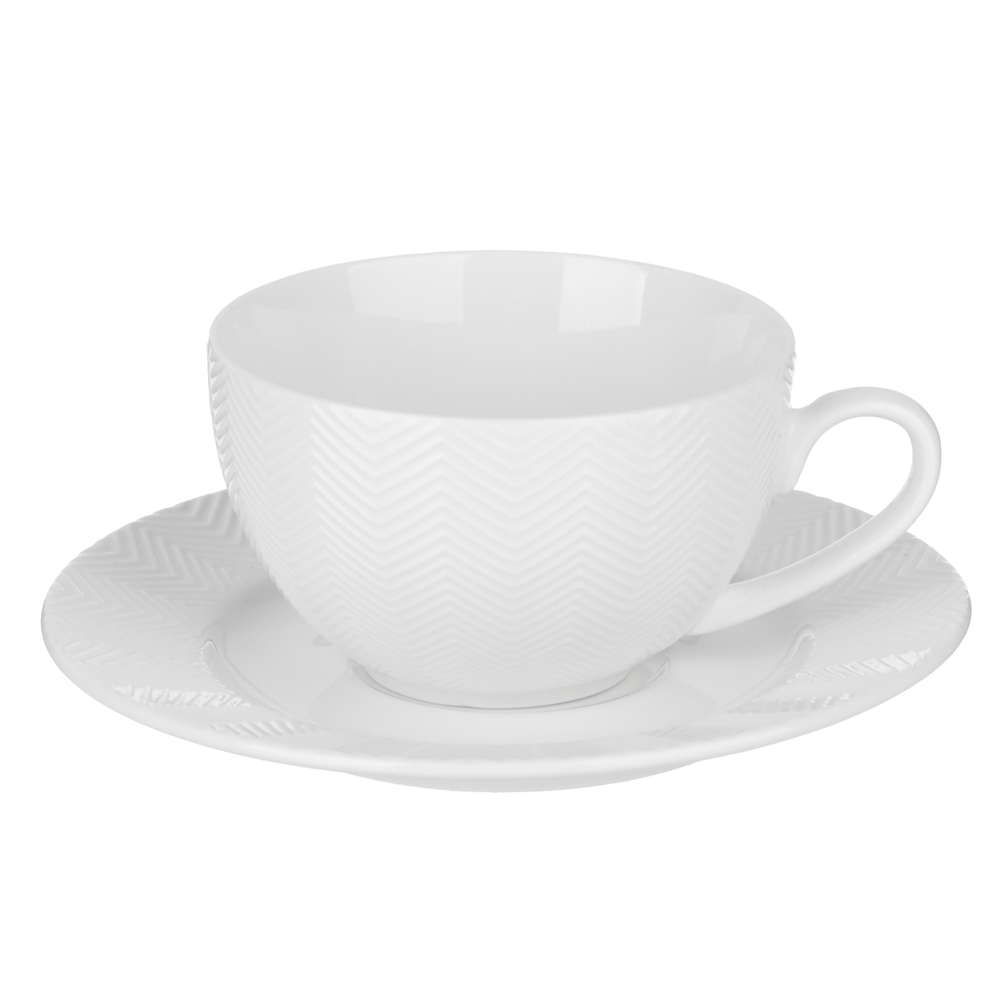 Набор чайный 2 пр., 230мл, MILLIMI, белый рельеф, фарфор, арт.№ 802-541