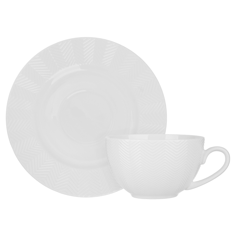 Набор чайный 2 пр., 230мл, MILLIMI, белый рельеф, фарфор, арт.№ 802-541