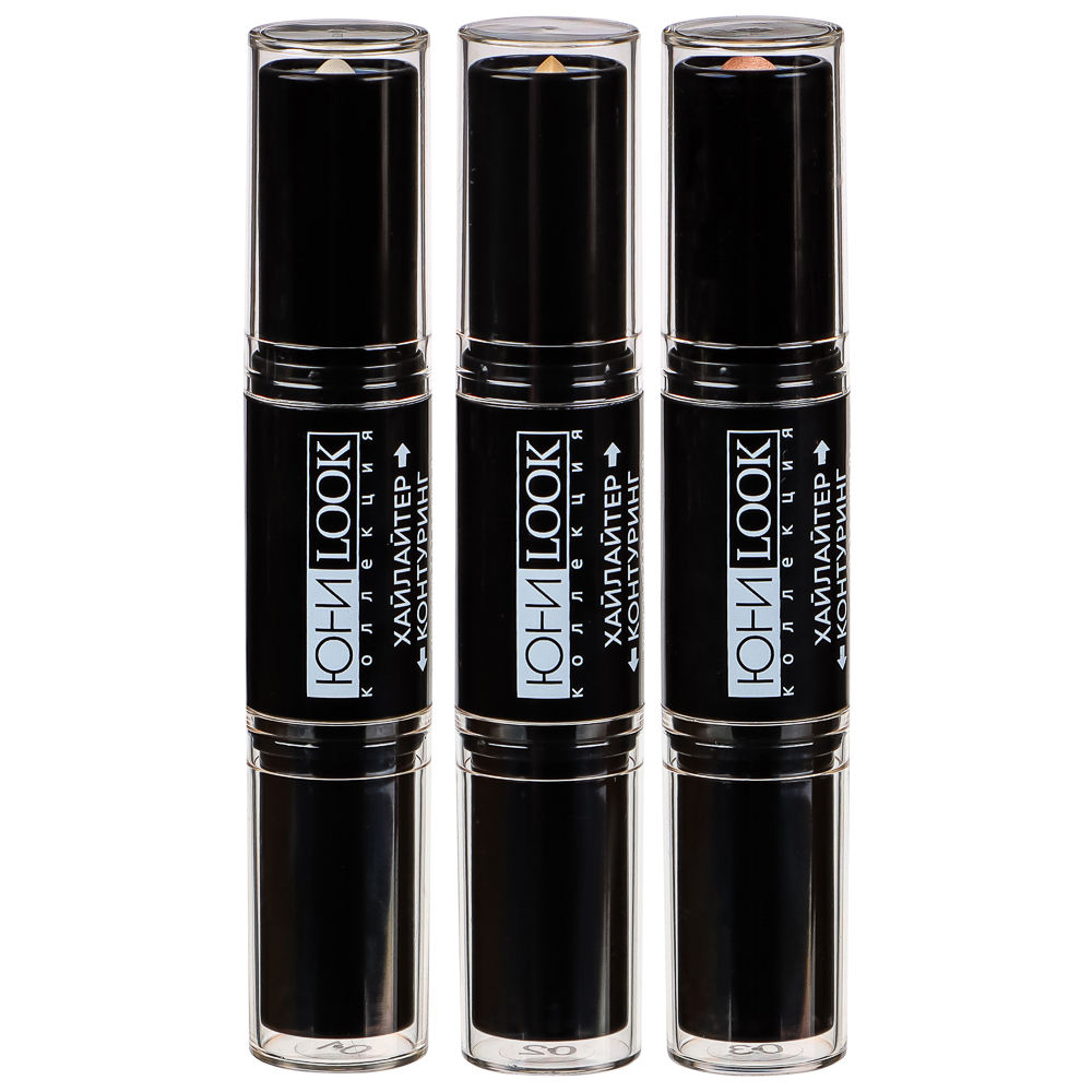 ЮНИLOOK Хайлайтер и контуринг кремовые 2в1 в стике, 8 гр, 3 тона, ТС-21, арт.№ 330-446