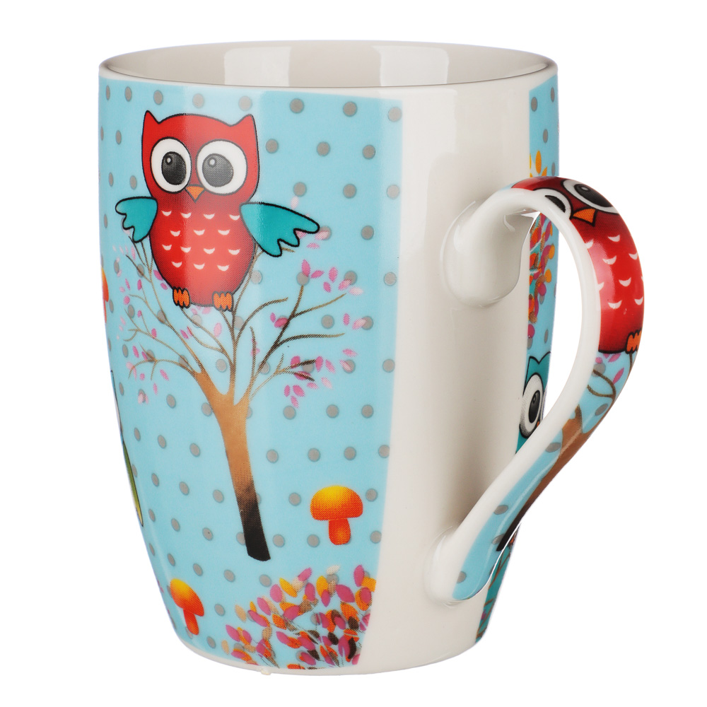 Кружка 350мл, фарфор, "Совята", 4 цвета, арт.№ 806-234