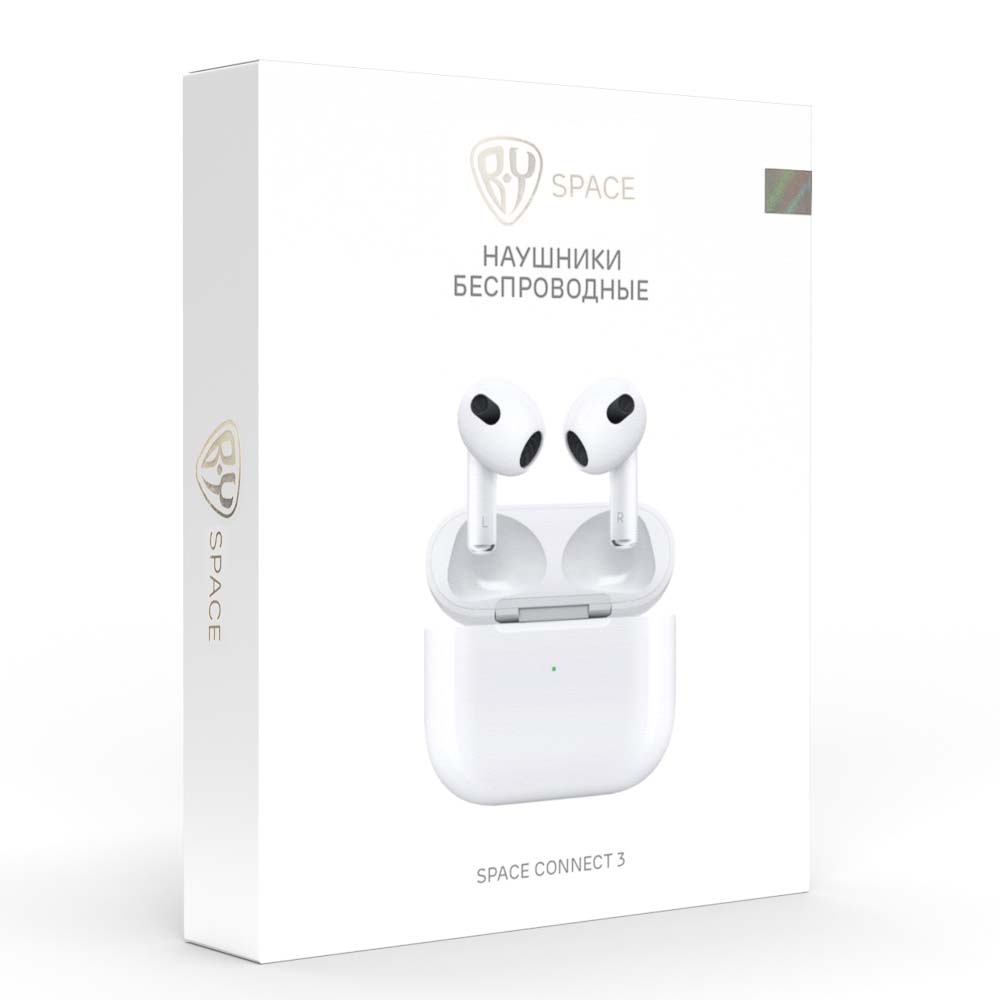 Наушники беспроводные TWS BY Space Connect 3, беспроводная подзарядка, 30/350мАч, BT 5.1, арт.№ 410-213