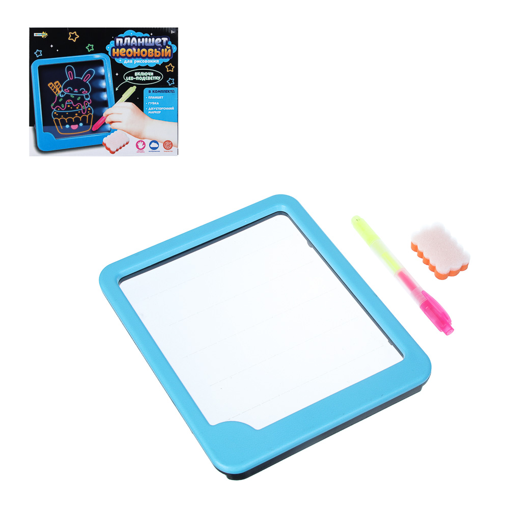 ХОББИХИТ Планшет неоновый для рисования, 3xАА, РР, 24х3х20см, арт.№ 214-094