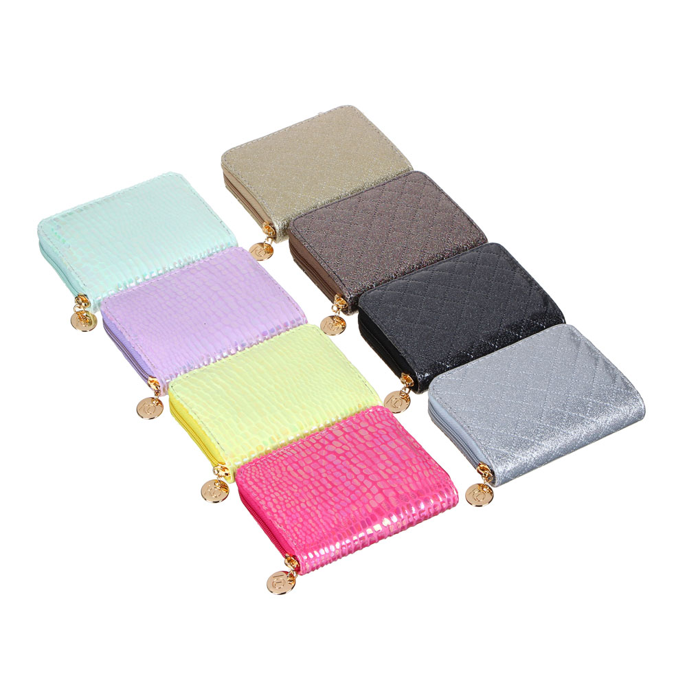 ЮL Кошелек женский на молнии, ПУ, полиэстер, 12,5х8см, 2 дизайна, КЖ22-12, арт.№ 303-931