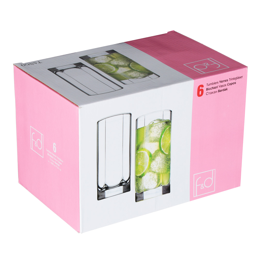 PASABAHCE Танго Набор стаканов 6 шт 290 мл, стекло, арт.№ 878-464