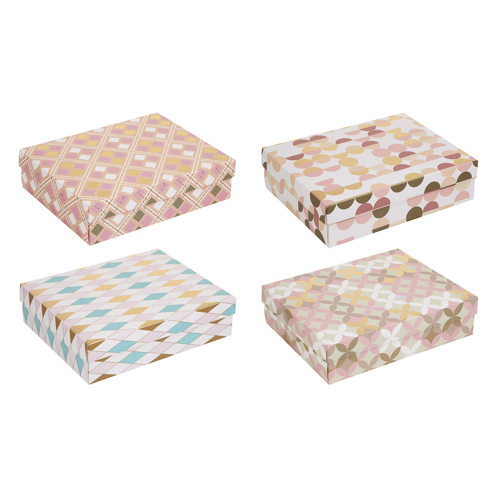 Коробка складная 27x20,5x6,8см, бумага, 4 дизайна, арт.№ 207-241