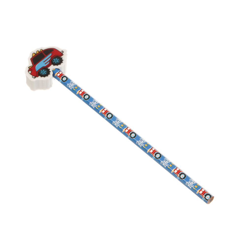 Карандаш чернографитный HB с топпер-ластиком, "Карбон", дерево, ТПР, 2 дизайна, шоу-бокс, арт.№ 524-363