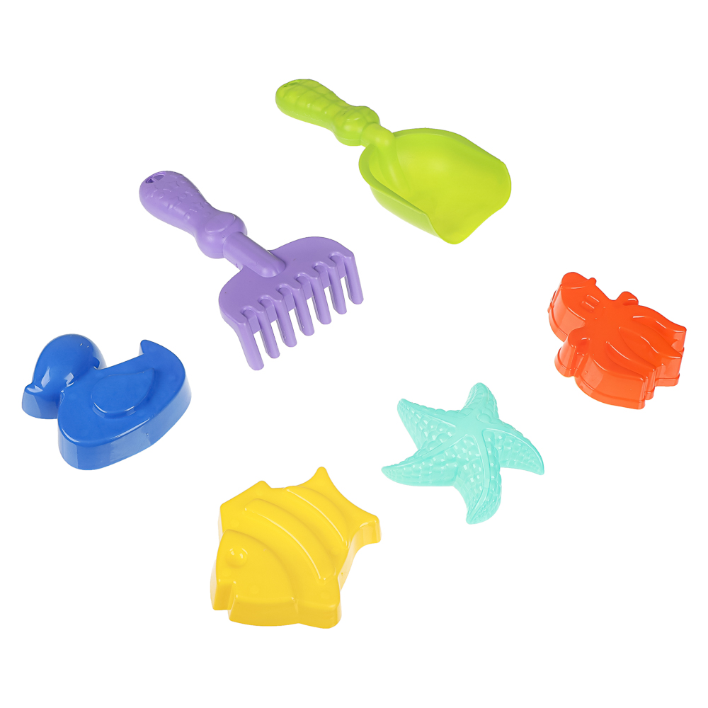 Набор для игры в песке, ИГРОЛЕНД, 6 предметов, пластик, для детей 3+, арт.№ 430-131
