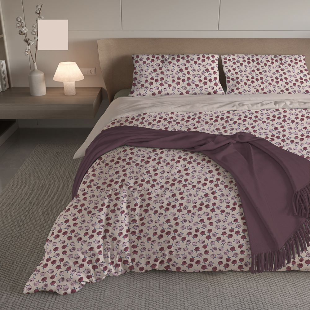 Комплект постельного белья евро (4 предмета) тм PROVANCE Бургунди поплин, 100% хлопок, 2 дизайна, арт.№ 421-413