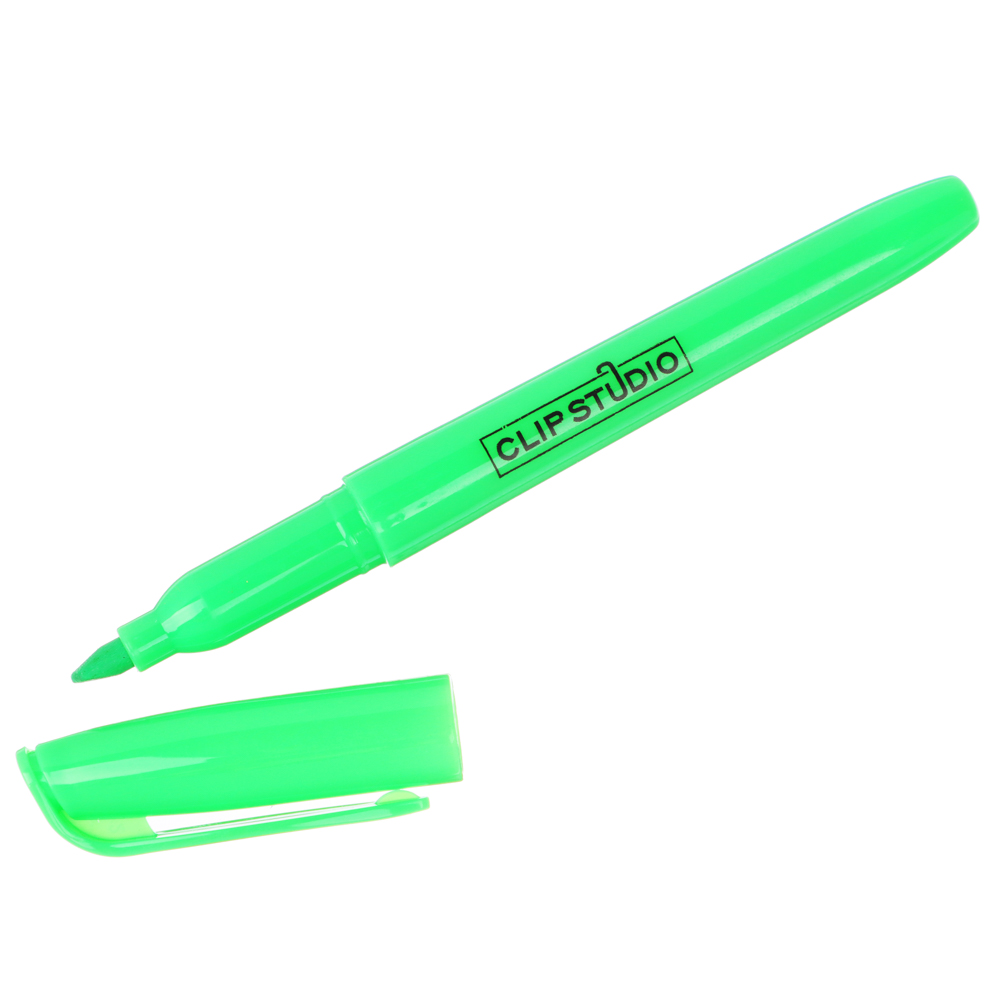 Маркер-выделитель зеленый, круглый корпус, скошенный наконечник, линия 4мм, арт.№ 526-496