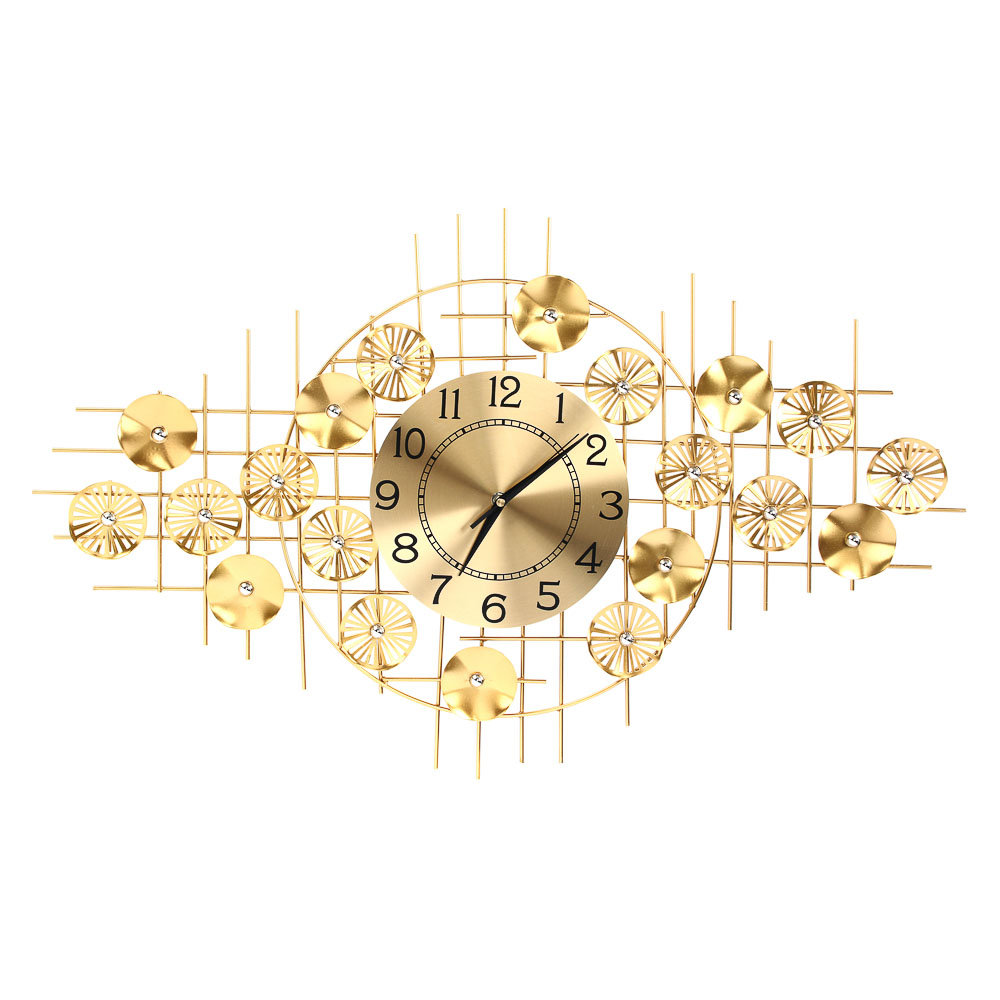 LADECOR CHRONO Часы настенные с золотым декором, d22 см, 79x49см, металл, арт.№ 581-952