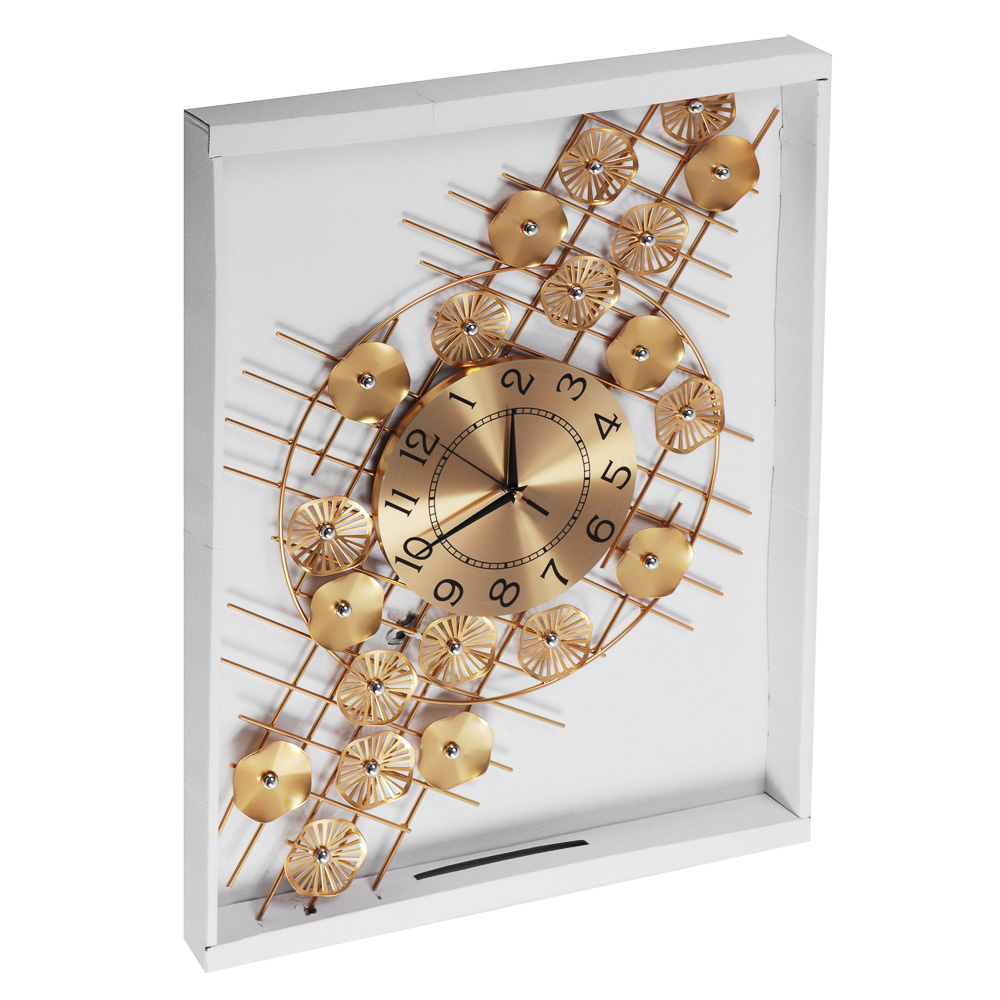 LADECOR CHRONO Часы настенные с золотым декором, d22 см, 79x49см, металл, арт.№ 581-952