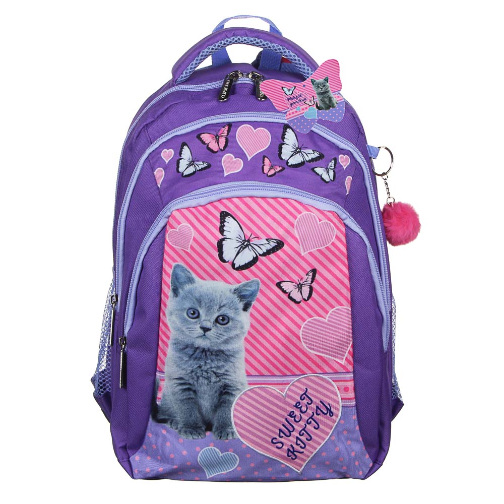 Свит Китти Рюкзак детский, 40х27х20см, 3 отд, 2 карм, спинка с эргон.элементами, уплотн.лямки, ПЭ, арт.№ 254-409