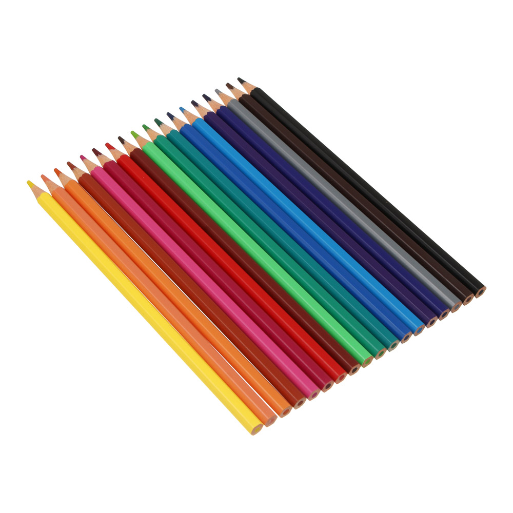 Карандаши пластиковые шестигранные, 18 цв., "Минисо Стайл", заточенные, цветная коробка, арт.№ 524-328