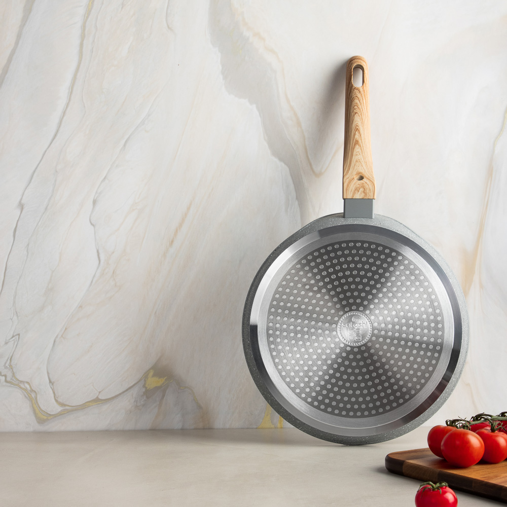 SATOSHI Берг Сковорода литая блинная d24см, антипригарное покрытие Мрамор, индукция, арт.№ 846-739