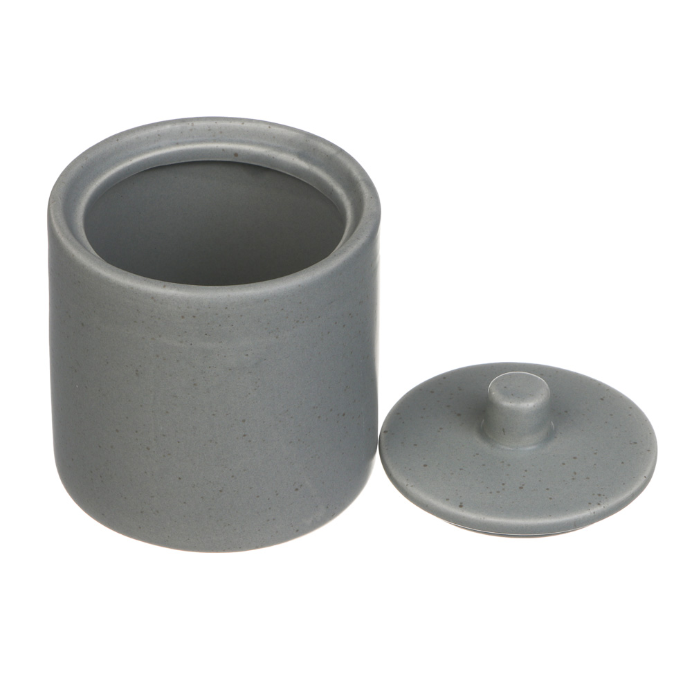 Ёмкость для ватных дисков с крышкой тм VETTA Сиена, доломит, серый, 9x9x10,5см, арт.№ 463-567