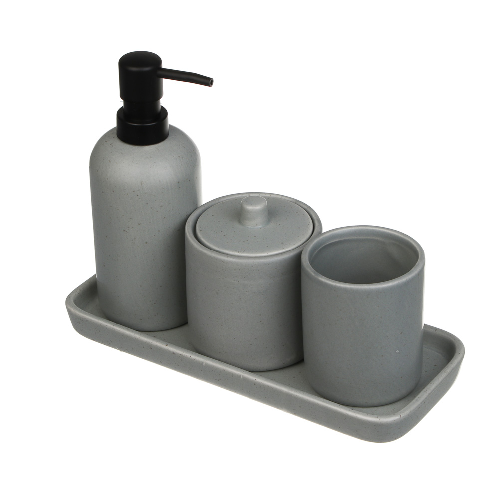 Ёмкость для ватных дисков с крышкой тм VETTA Сиена, доломит, серый, 9x9x10,5см, арт.№ 463-567